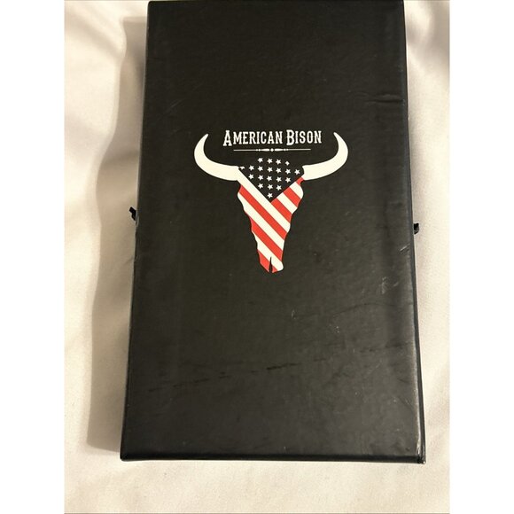 AMERICAN BISON LEATHER RODEO WALLET Genuine Leather Western Cowboy American Flag - Picture 10 of 11